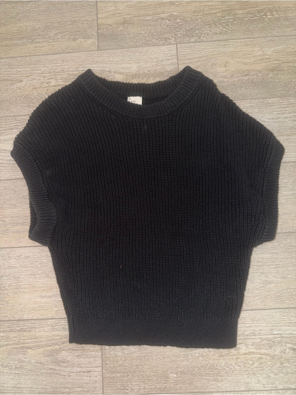 a new day Black Short-Sleeve Crewneck Knit Top